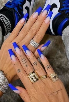nail Art Bleu électrique French Manucure