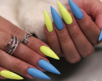 nail Art Bleu Et Jaune 