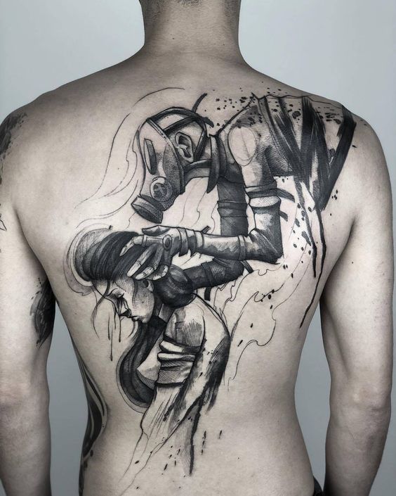  tatouage graphique Homme & Femme dans le dos