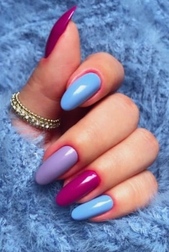 nail Art Bleu Et Violet 