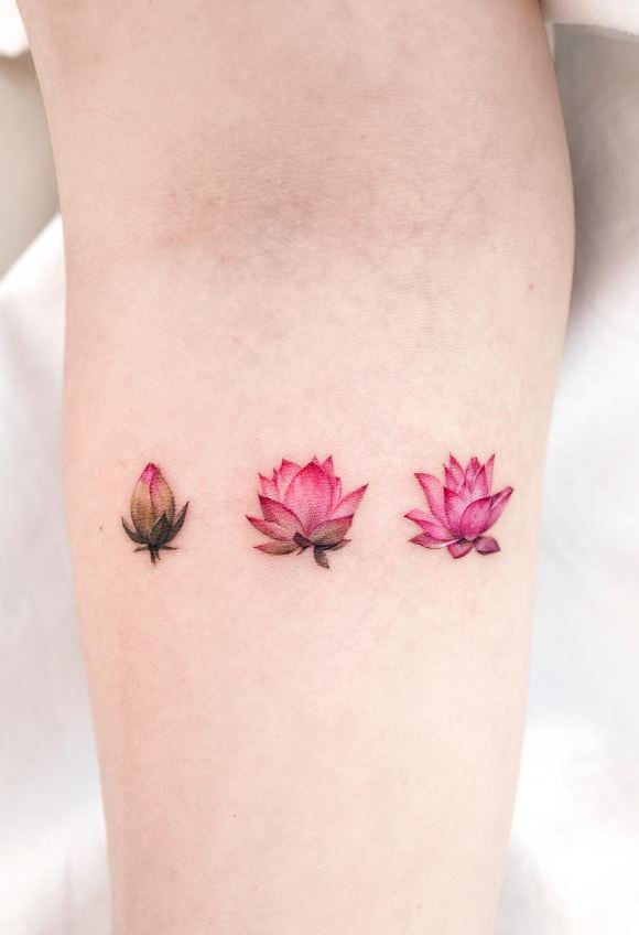Tatouage éclosion Fleur De Lotus Minimaliste 