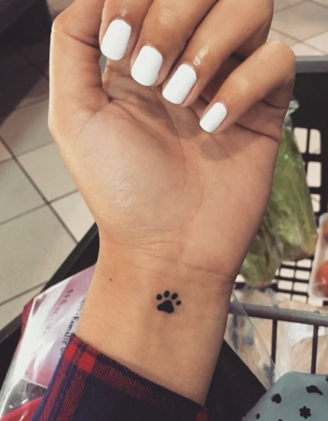 Tatouage Minimaliste Patte De Chat Sur Le Poignet 