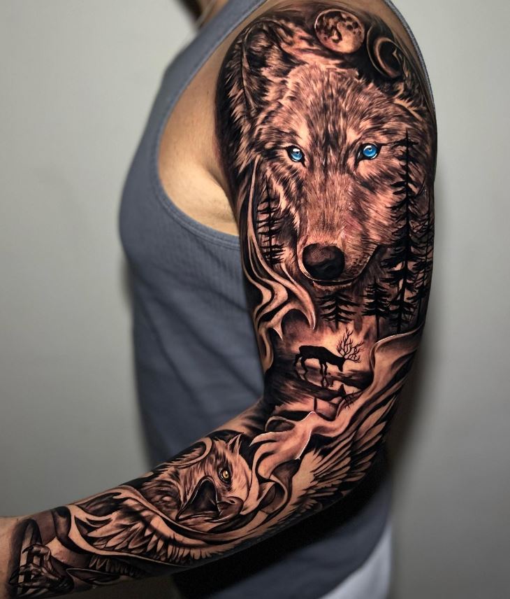 Tatouage De Loup Sur Le Manchon