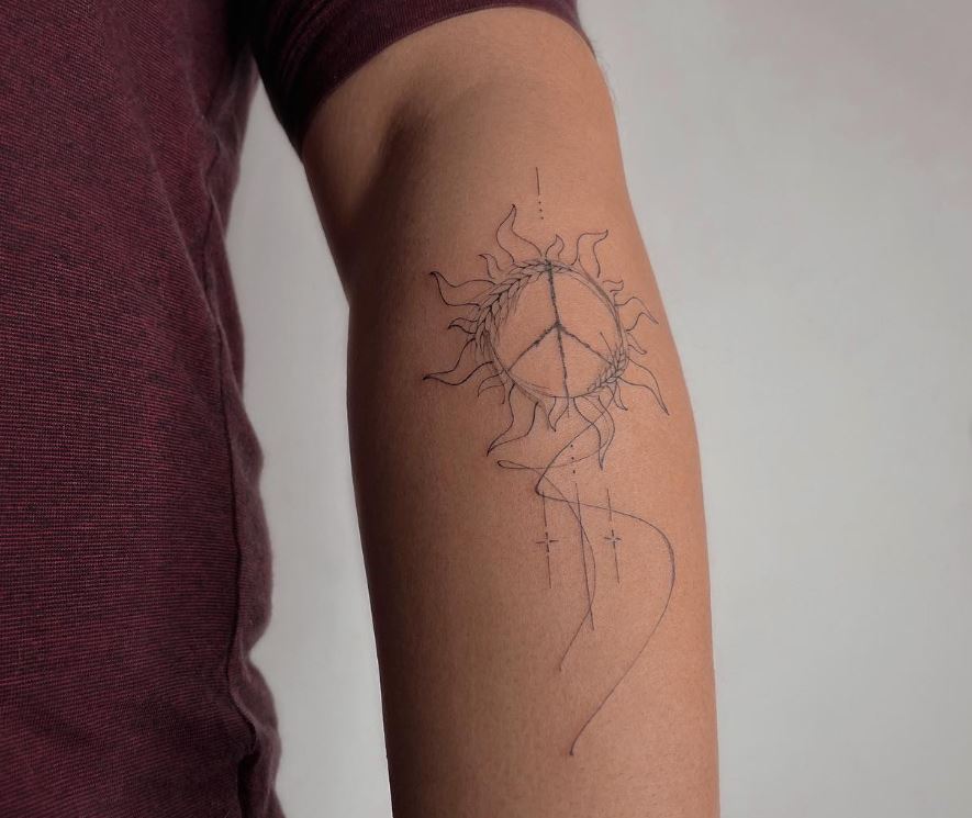 Tatouage Soleil Et épi De Blé 