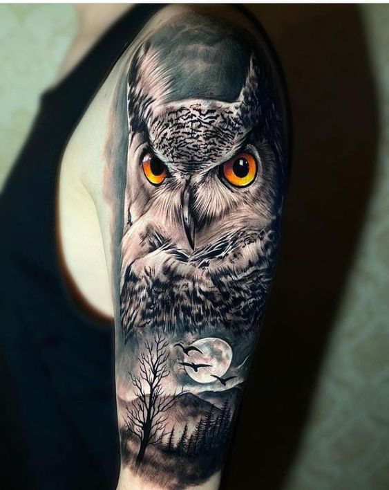 tatouage réaliste Hibou 