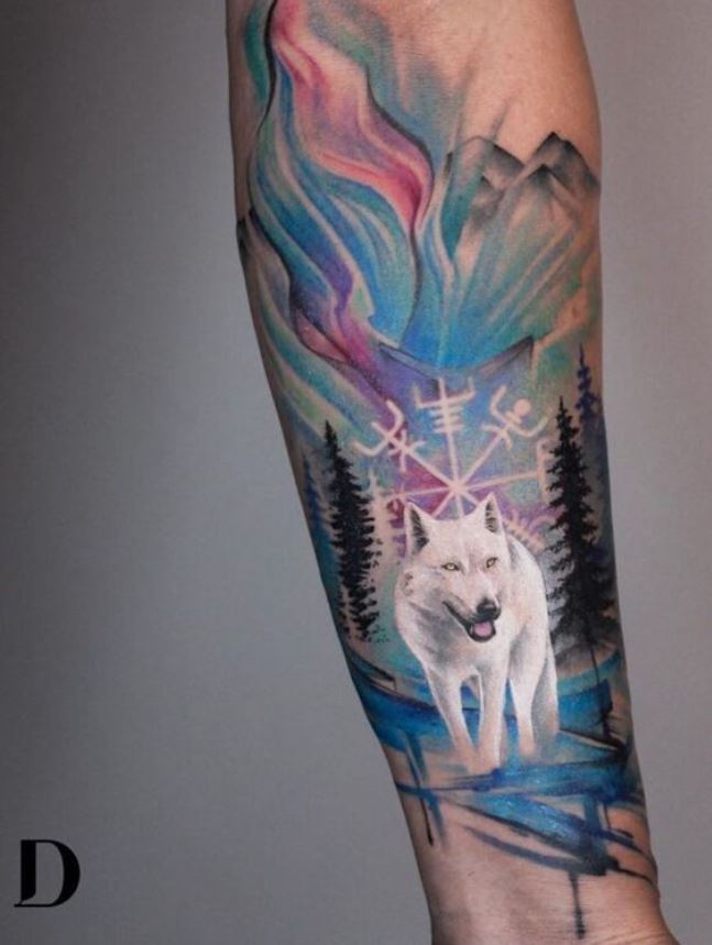 Tatouage De Loup Blanc Viking