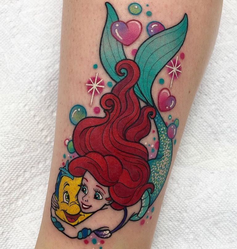 Tatouage Disney Ariel Coeurs Et étoiles 