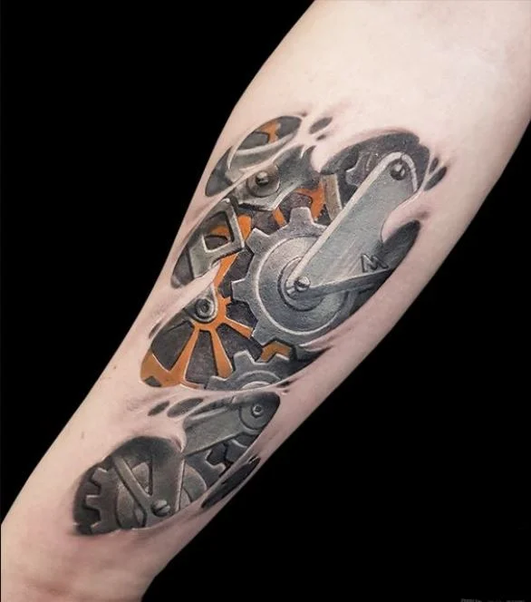 Engrenages Gris Et Rouge