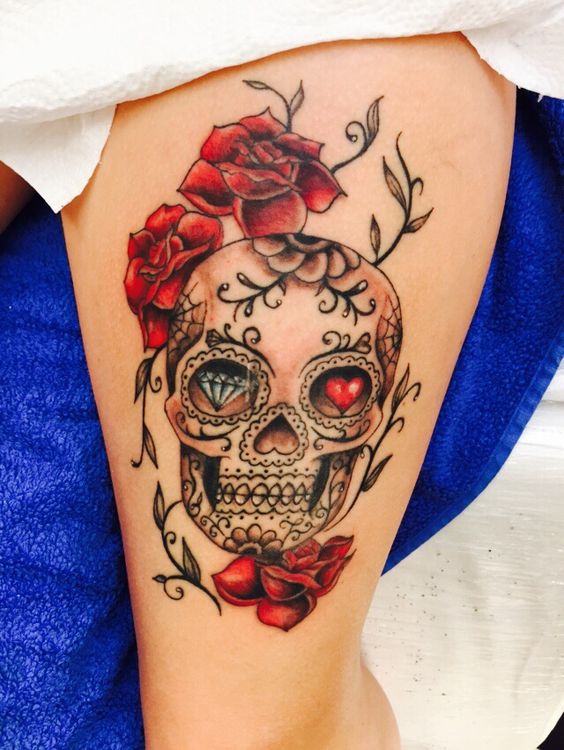 Un Sugar Skull Et Des Roses