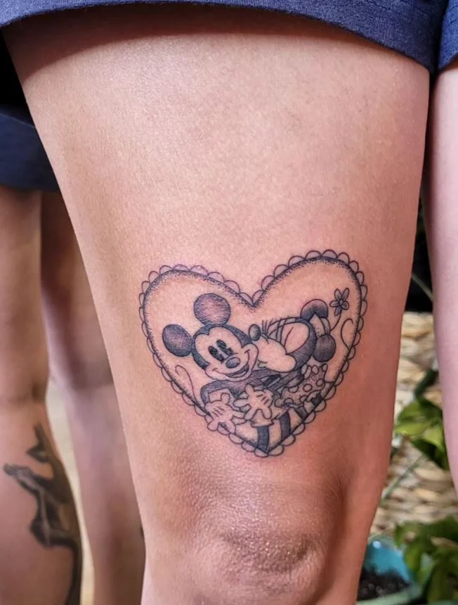 Tatouage Disney Coeur En Dentelle Mickey Et Minnie 