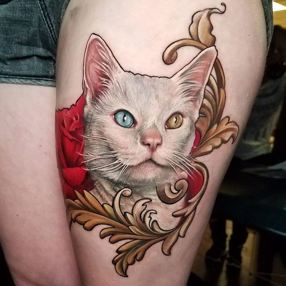 tatouage réaliste Chat 