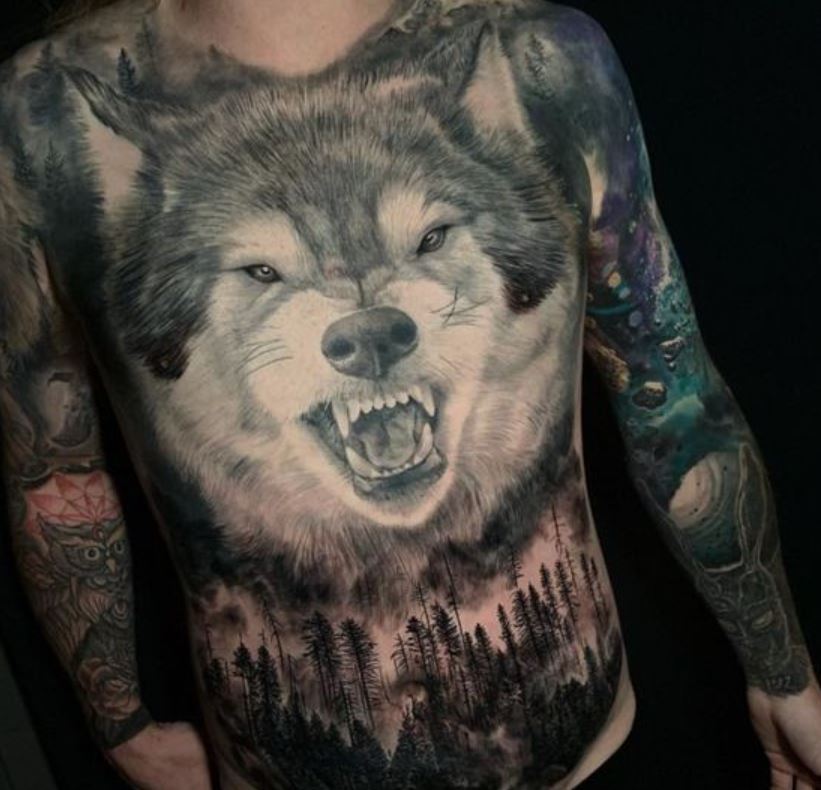 Tatouage De Loup Et Crocs