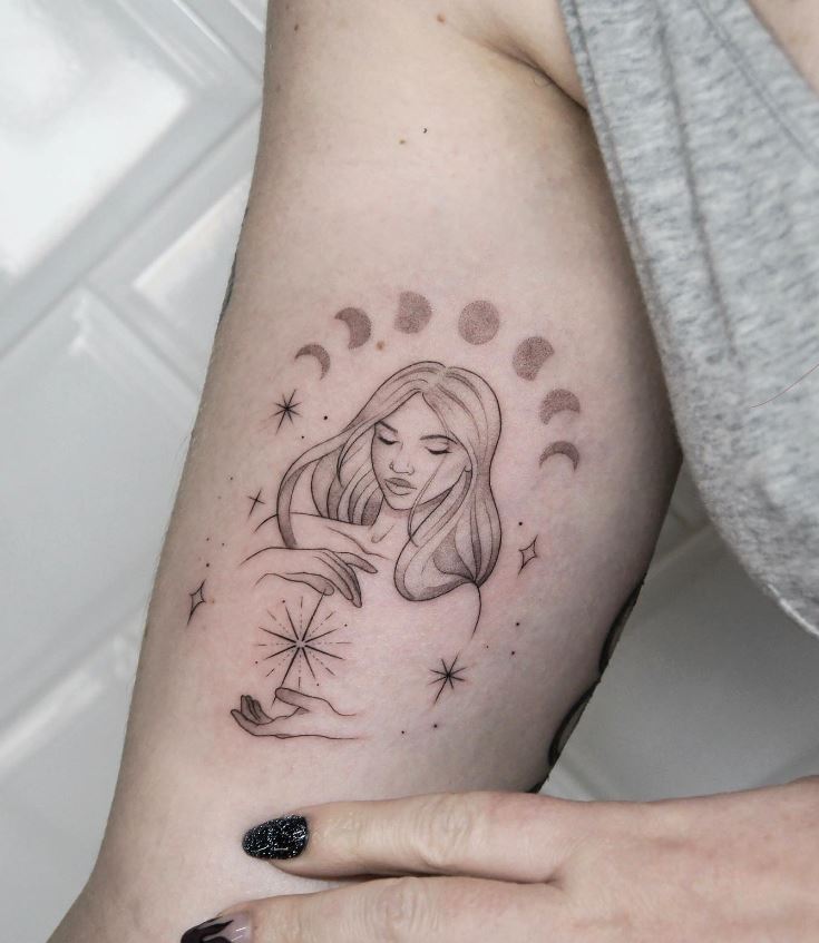 Tatouage Lune Phase Et Femme 