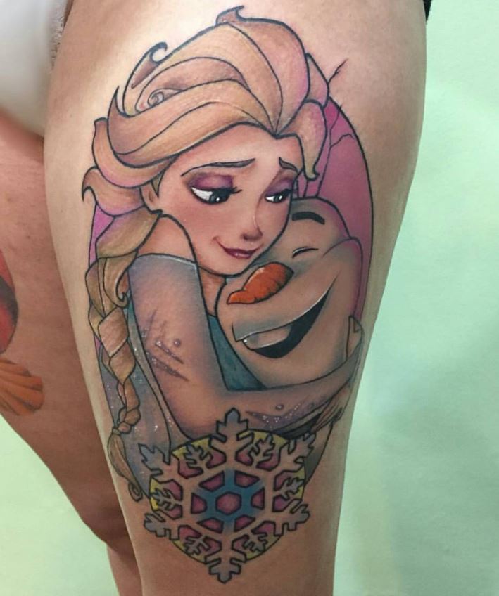 Tatouage Disney La Reine Des Neiges Sur La Cuisse 