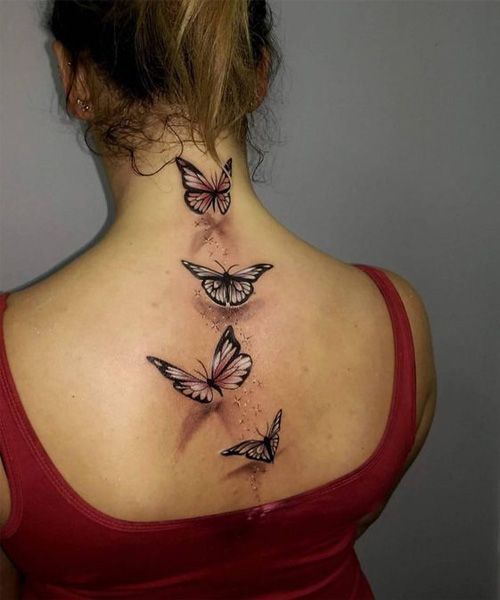tatouage réaliste Quatre Papillons 