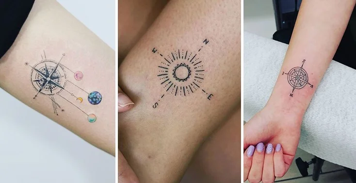 Tatouage Boussole Minimaliste