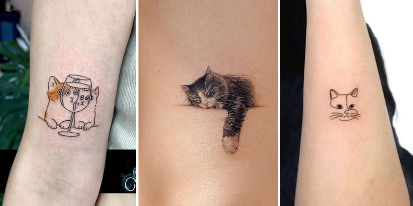 Tatouage Chat Minimaliste