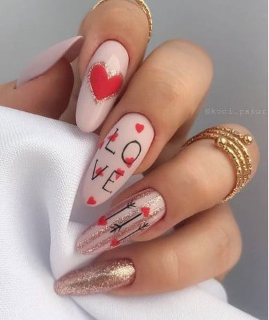 nail Art Love Saint Valentin 