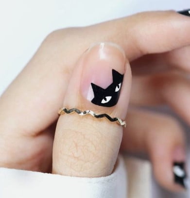 nail Art Chat Noir 