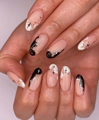 nail Art Hiver Noir Et Blanc