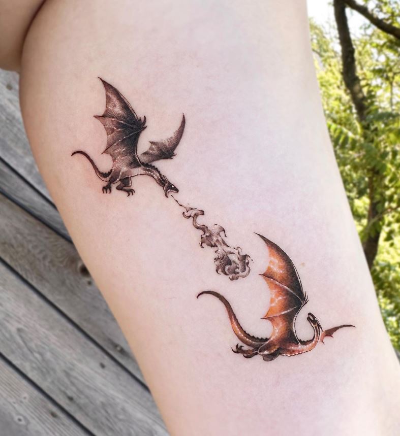 Tatouage Combat De Dragons 