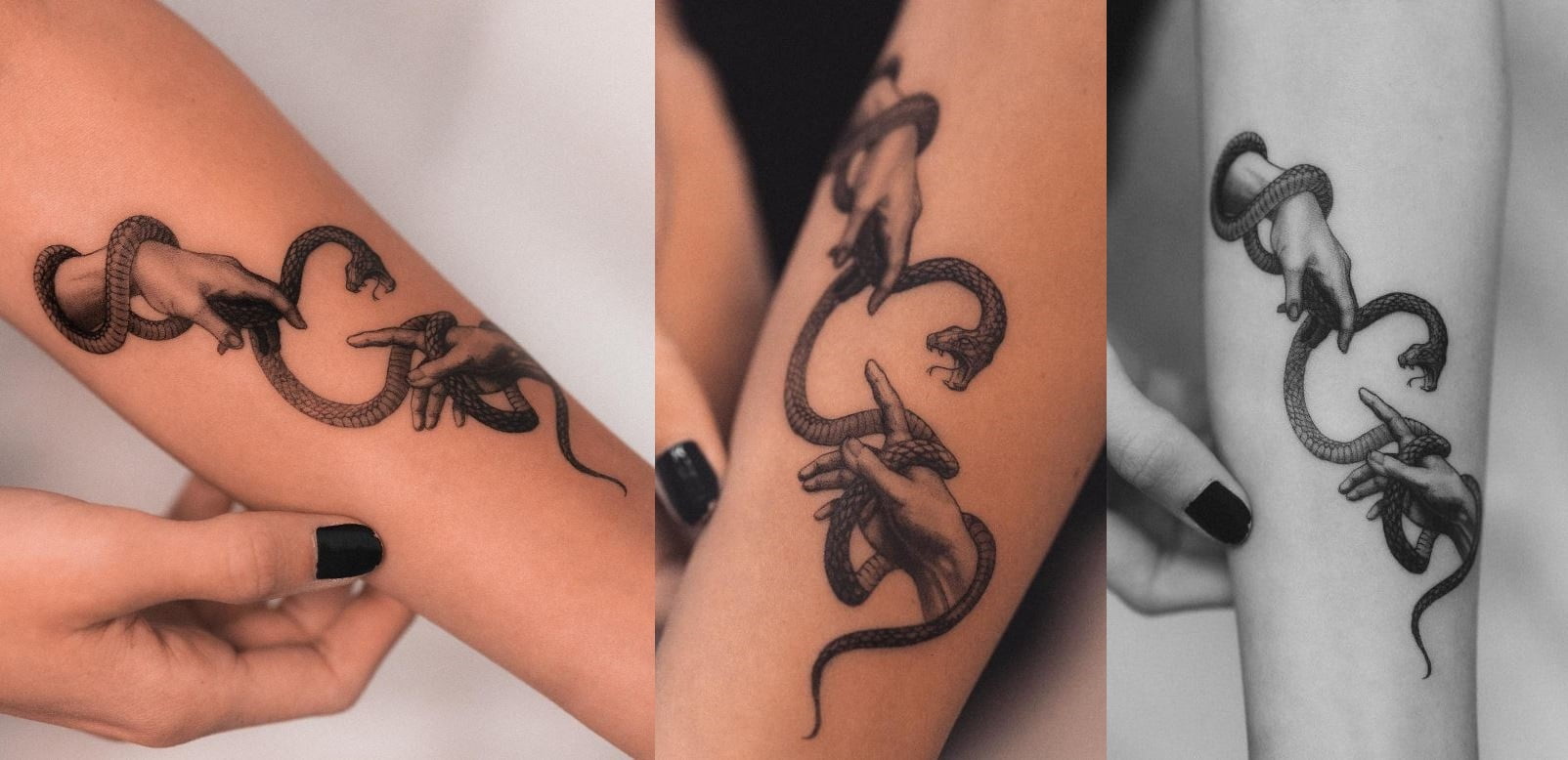 Tatouage De Serpent Et Deux Mains 