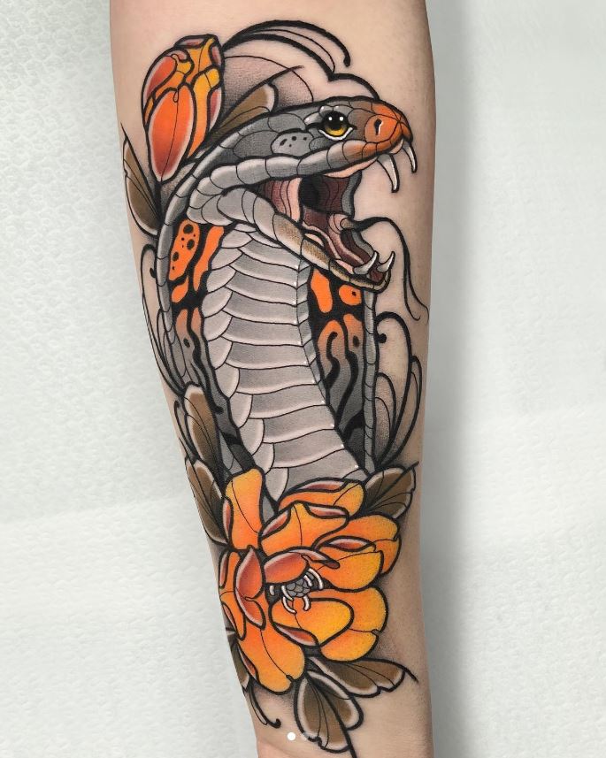 Tatouage De Serpent Cobra Néo Traditionnel 