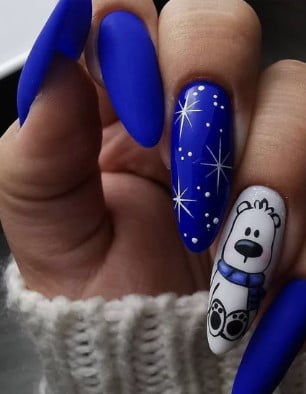 nail Art Hiver Motif Ours Polaire