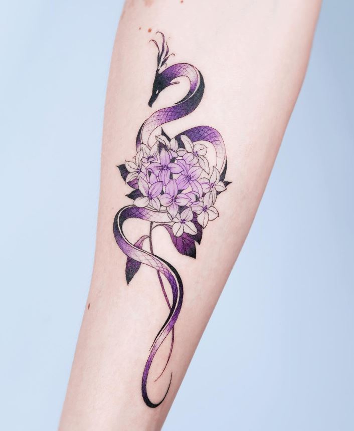 Tatouage De Dragon Et Daphné Violets