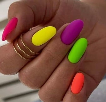 nail Art Multicolore Fluo Pinterest