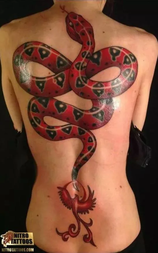 Tatouage De Serpent Et Phoenix