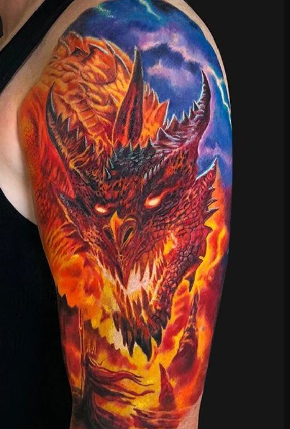 Tatouage De Dragon En Feu