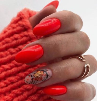 nail Art Automne Rouge Flashy