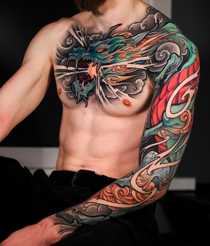 Tatouage De Dragon Multicolore