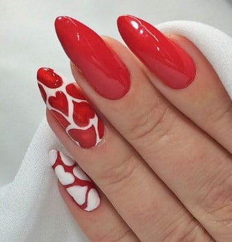 nail Art Blanc Et Rouge St Valentin 