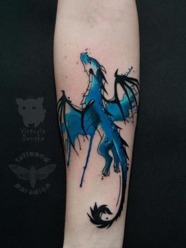 Tatouage De Dragon Noir Et Bleu 