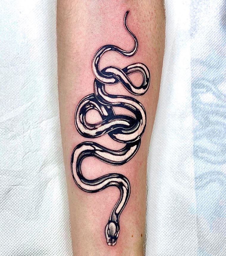 Tatouage De Serpent Noir Et Blanc 