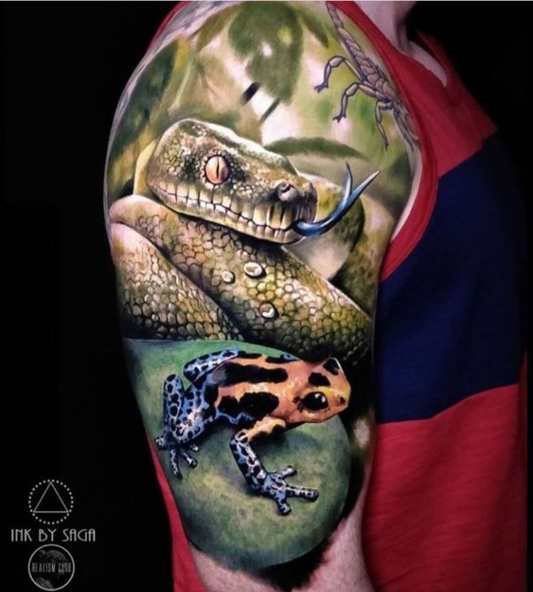 Tatouage De Serpent Et Grenouille