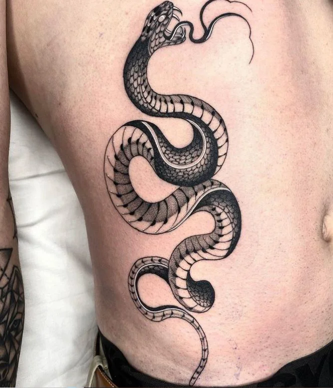 Tatouage Serpent Sur La Côte 