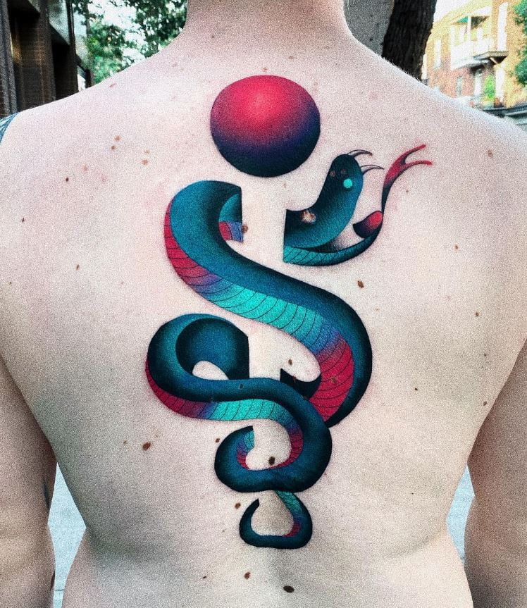 Tatouage De Serpent Sur Bâton D'asclépios 