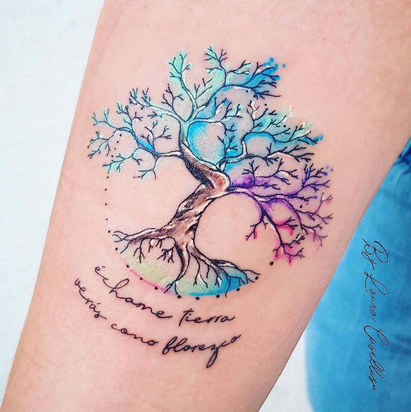 Tatouage Arbre De Vie Et Phrase 