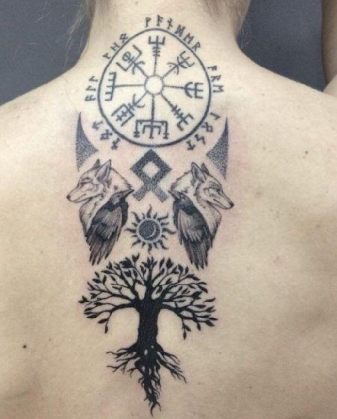 Tatouage Viking Yggdrasil Sur Le Dos