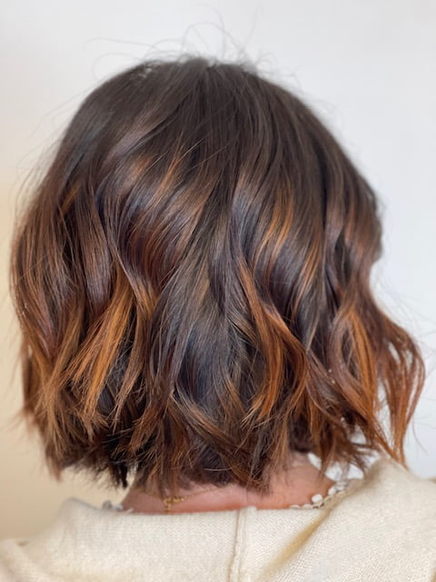 Ombré Hair Cheveux Courts Wavy Acajou Marron 