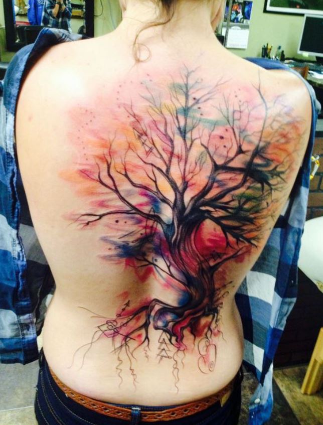 Tatouage Arbre De Vie Multicolore 