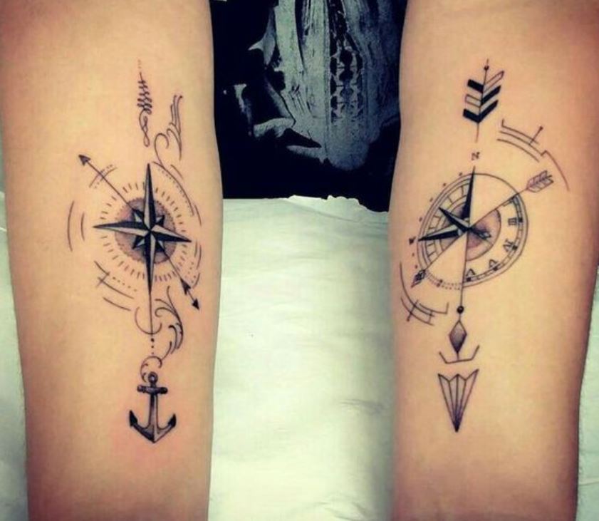 Tatouage Duo De Boussole Femme 