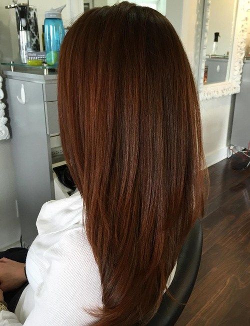 Coloration Auburn Cheveux Longs Bruns Discrets 