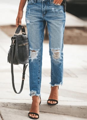 1.jean Cropped Boyfriend Sandales