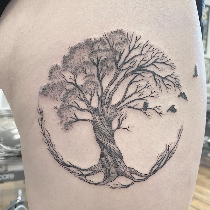 Tatouage Arbre De Vie Et Oiseaux 