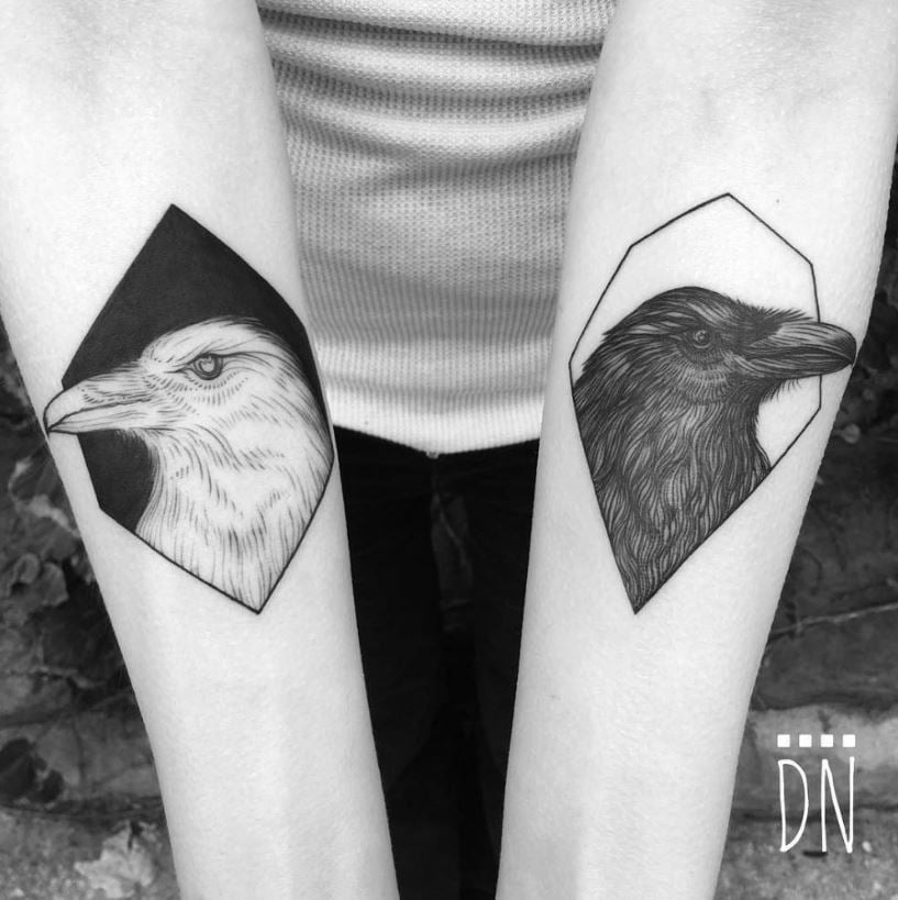 Tatouage Viking Portrait Hugin Et Munin 