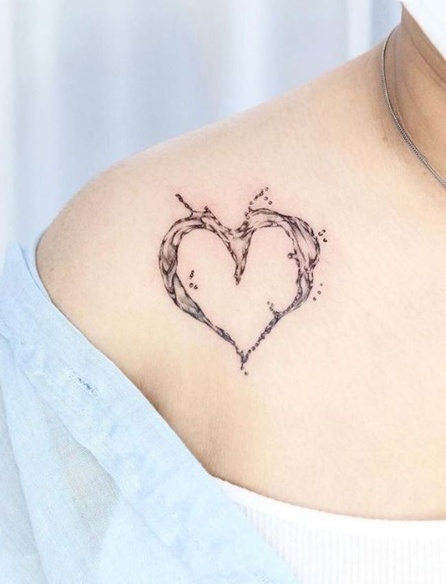 Tatouage Minimaliste Coeur Gouttes D'eau 